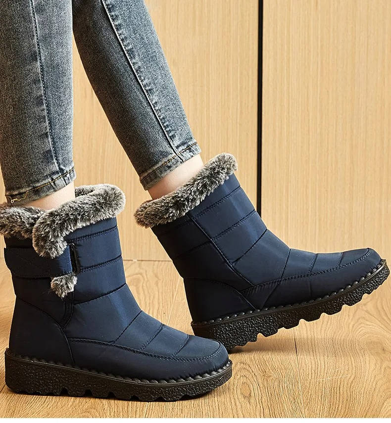Women's Snow Boots with Fur Lining and Waterproof Sealed Membrane, Ankle Height