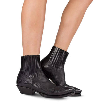 Women's Pointed Toe Western Boots with Embroidered Shaft and Rubber Grip Sole