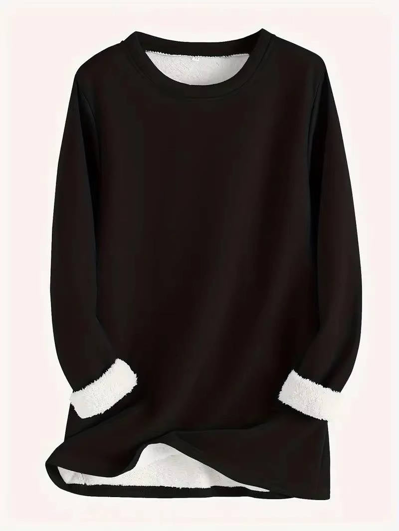 Two Piece Fleece Lined Sweatsuit with Crewneck Top and Drawstring Pants