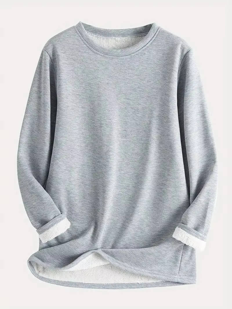 Two Piece Fleece Lined Sweatsuit with Crewneck Top and Drawstring Pants
