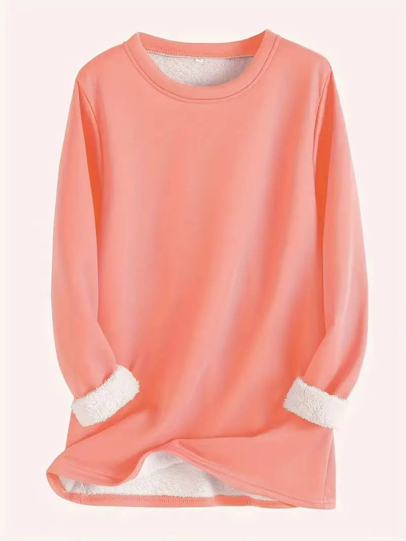 Two Piece Fleece Lined Sweatsuit with Crewneck Top and Drawstring Pants