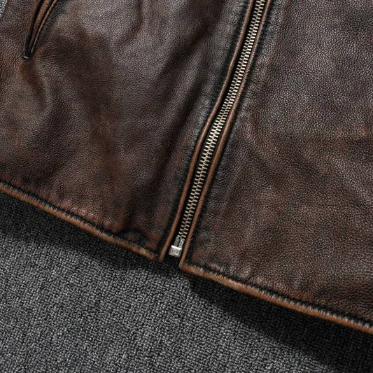 Motorcycle Jacket with Quilted Heat-Trapping Design and Adjustable Snap Collar, Four Pockets