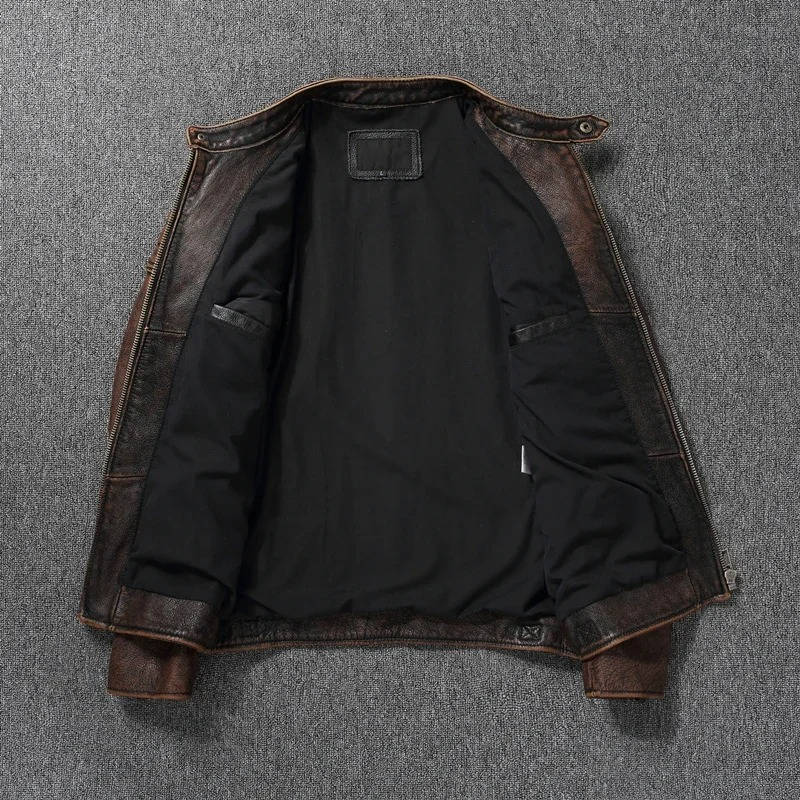 Motorcycle Jacket with Quilted Heat-Trapping Design and Adjustable Snap Collar, Four Pockets