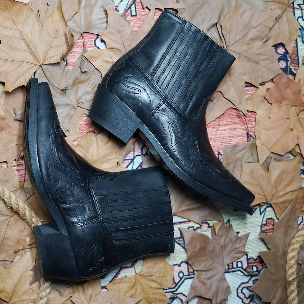 Women's Pointed Toe Western Boots with Embroidered Shaft and Rubber Grip Sole