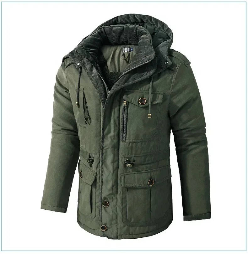 Insulated Parka Jacket with Sherpa Fleece Lining and Zipper Button Closure
