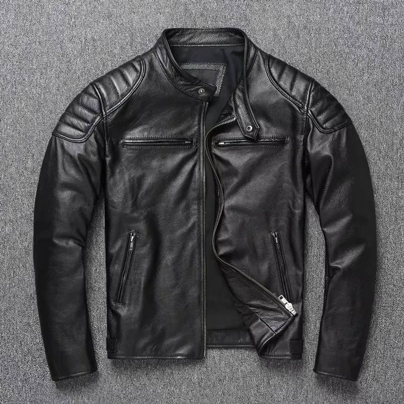 Motorcycle Jacket with Quilted Heat-Trapping Design and Adjustable Snap Collar, Four Pockets