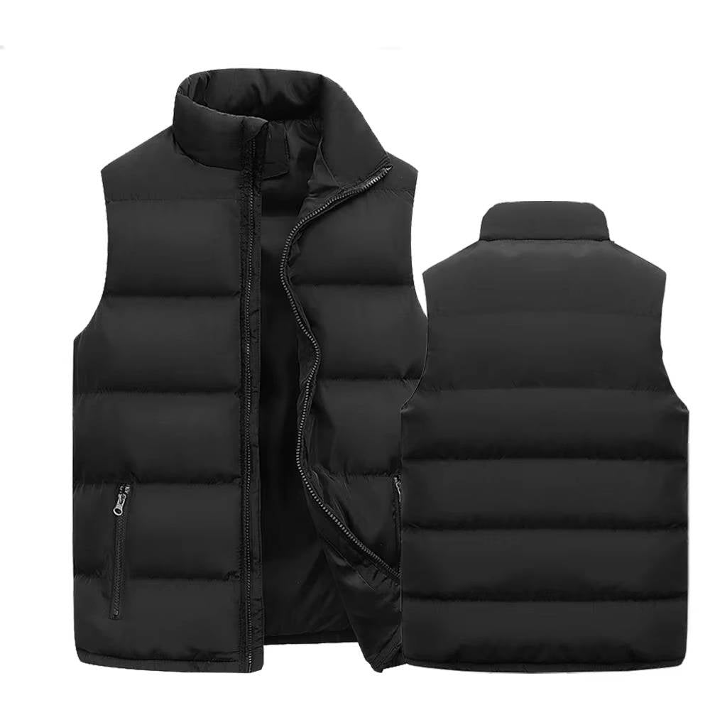 Men's Puffer Vest with Stand Up Collar and Zippered Pockets, Water Repellent