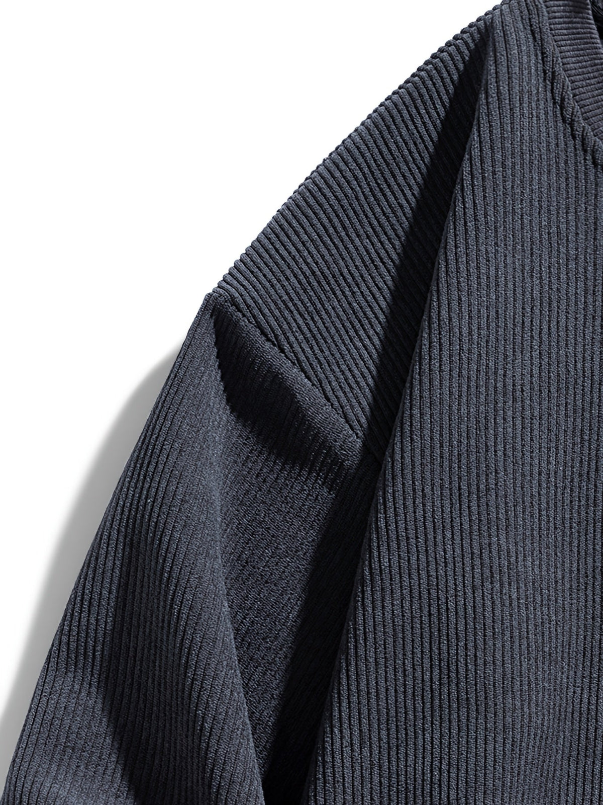 Crewneck Sweatshirt with Sewn-in Layered Collar and Ribbed Fabric