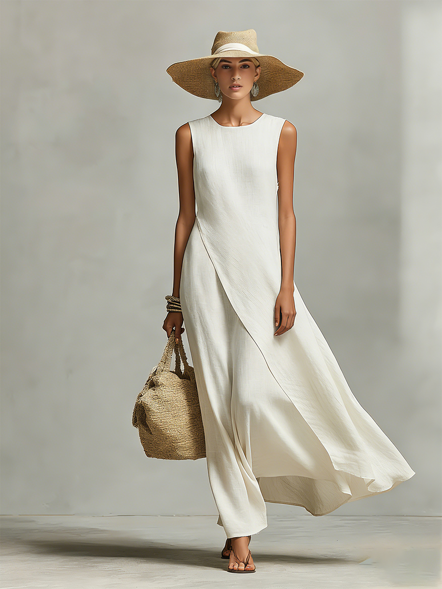 Women's Linen Maxi Dress Sleeveless
