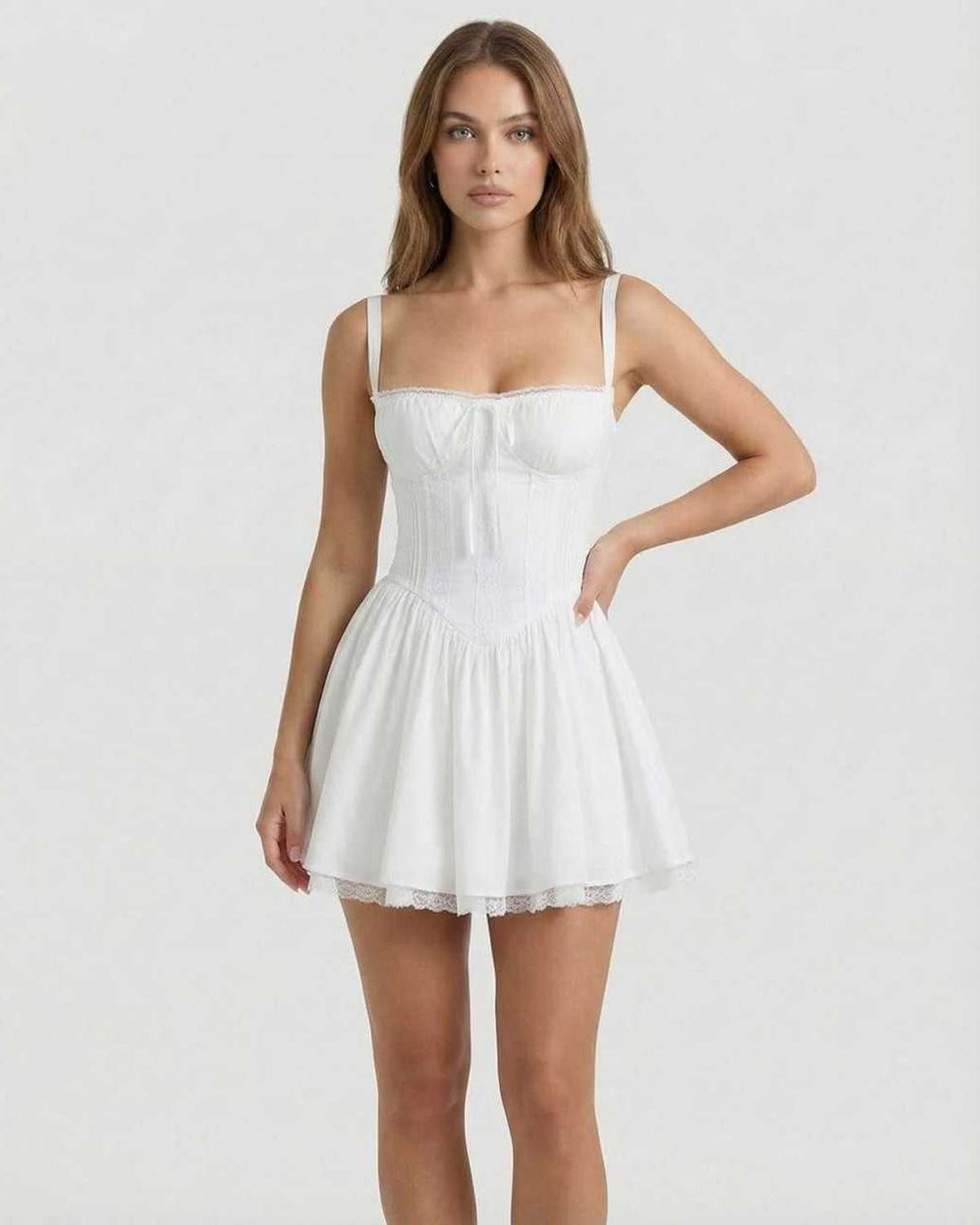 Women's Corset Lace-Up Mini Dress - Sleeveless Sweetheart Neckline