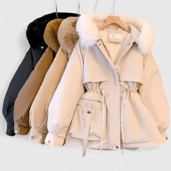 Parka with Padded Insulation and Faux Fur Hood Trim, Wind-Resistant For Women