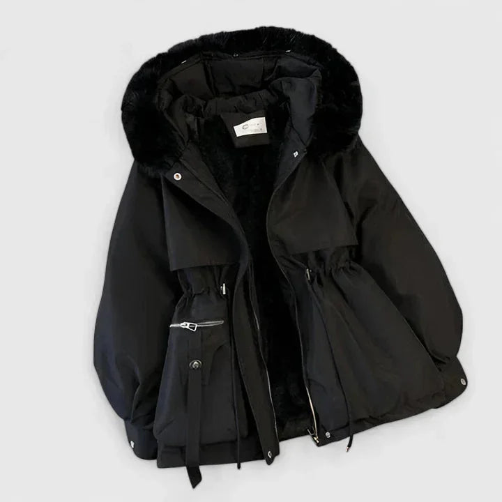 Parka with Padded Insulation and Faux Fur Hood Trim, Wind-Resistant For Women