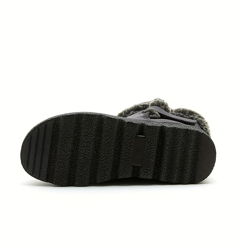 Mid Ankle Winter Boots with Side Fastening and Cushioned Footbed, Quilted Exterior
