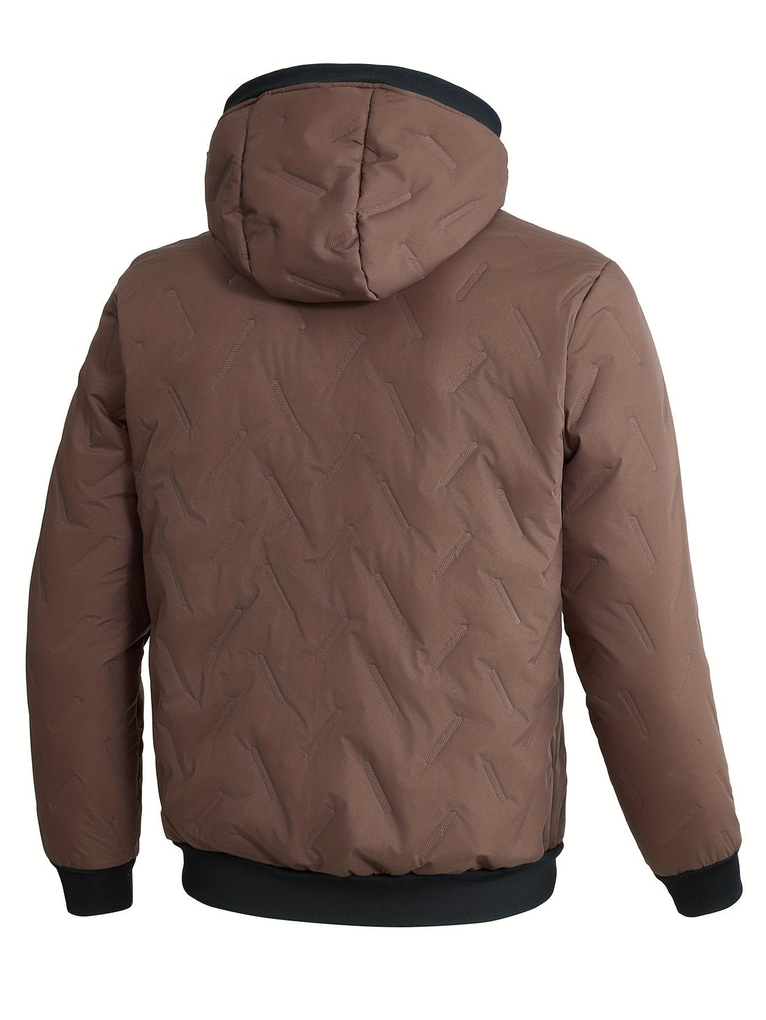 Hooded Zip Jacket with Plush Lining and Ribbed Cuffs for Cold Weather