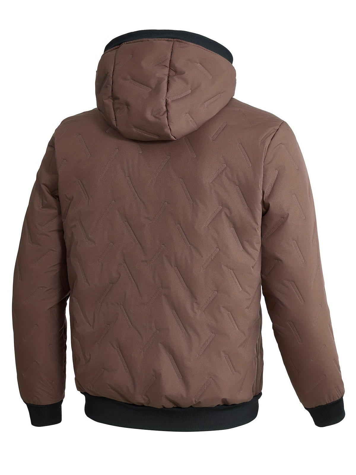 Hooded Zip Jacket with Plush Lining and Ribbed Cuffs for Cold Weather