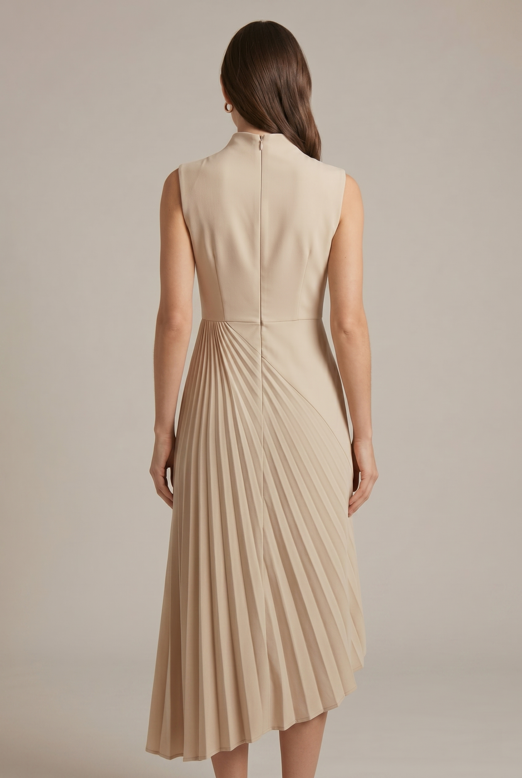 Women's Mock Sleeveless Pleated Maxi Dress