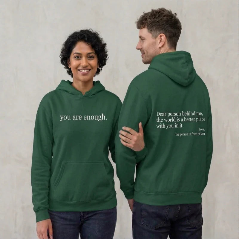 Pullover Hoodie with Front Pocket and Fleece Lining, Graphic Front and Back Print