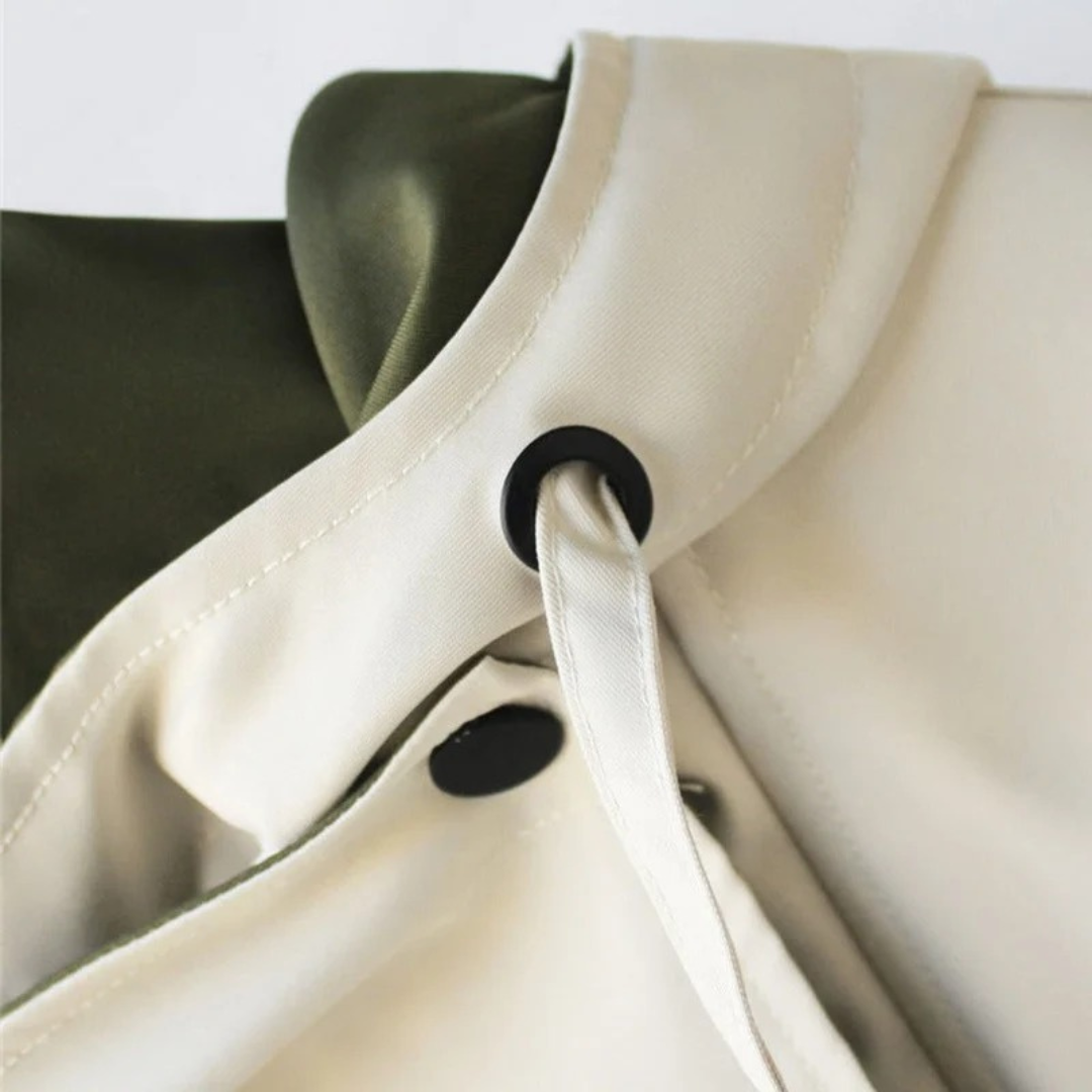 Women's Oversize Trench Coat with Water Resistant Fabric and Double Collar