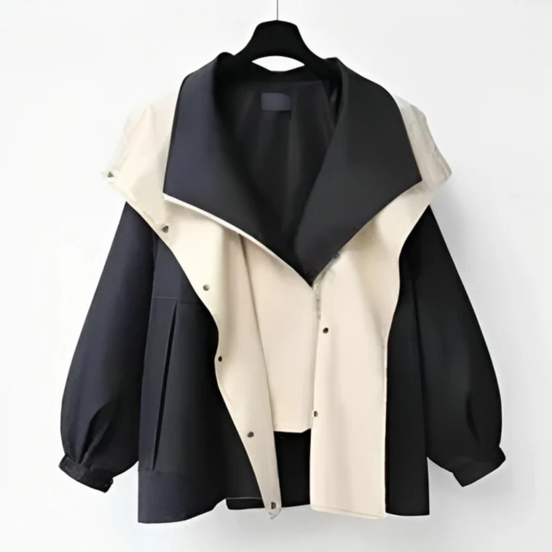 Women's Oversize Trench Coat with Water Resistant Fabric and Double Collar