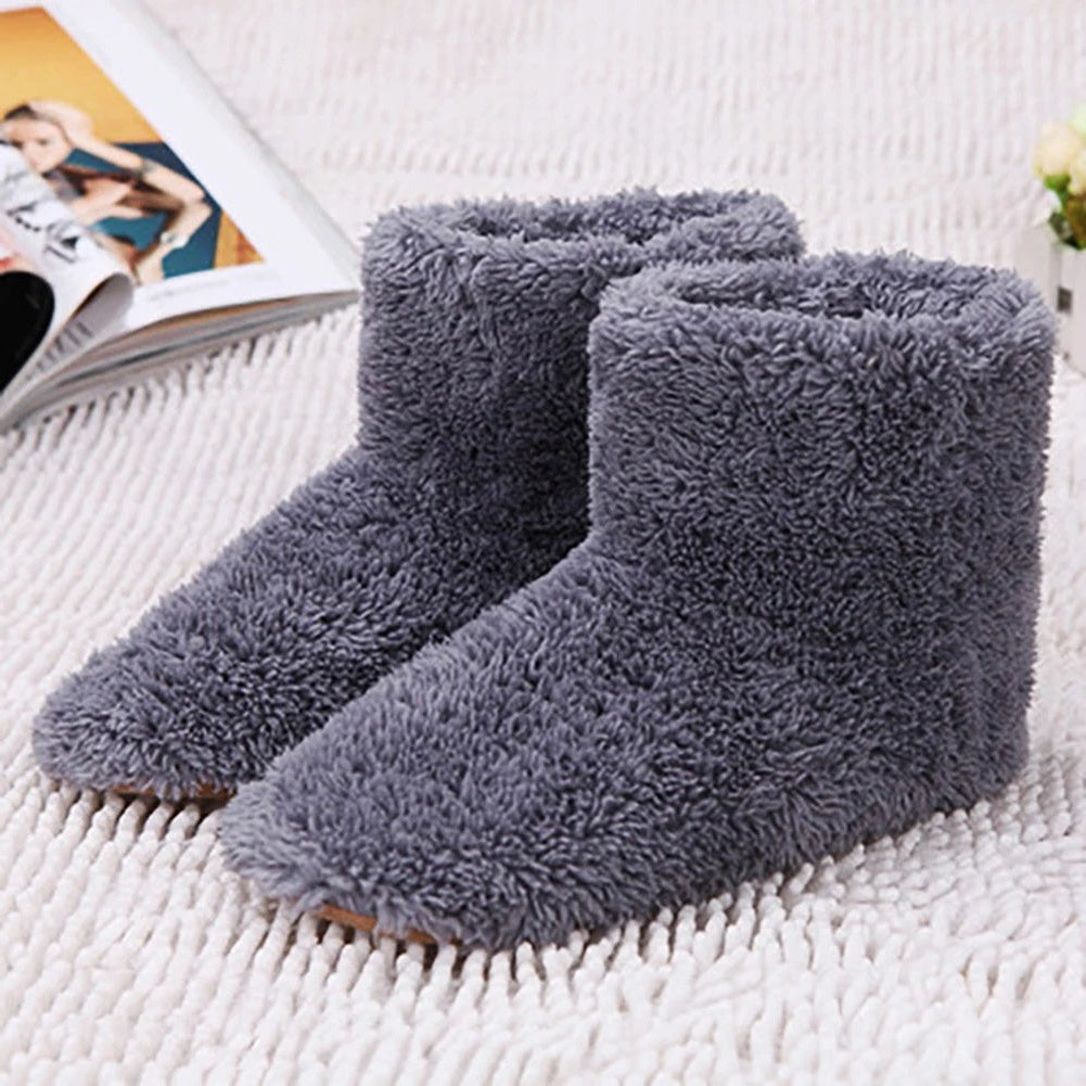 USB Heated Slippers with Plush Lining and Extended Cord for Men and Women