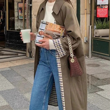 Women's Oversize Trench Coat in Khaki with Long Silhouette