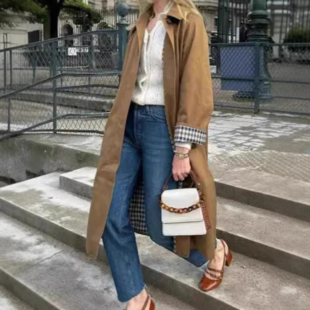 Women's Oversize Trench Coat in Khaki with Long Silhouette