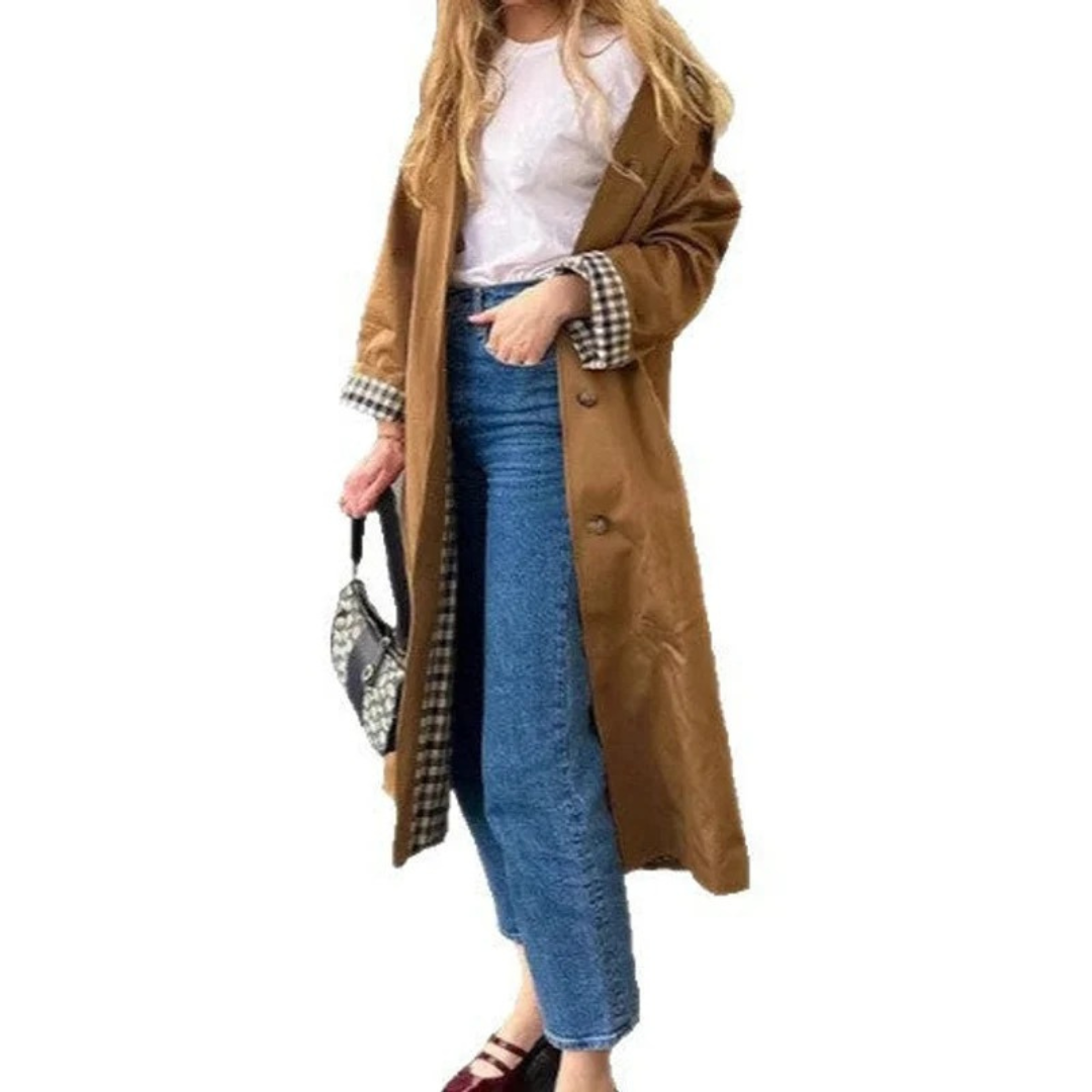 Women's Oversize Trench Coat in Khaki with Long Silhouette