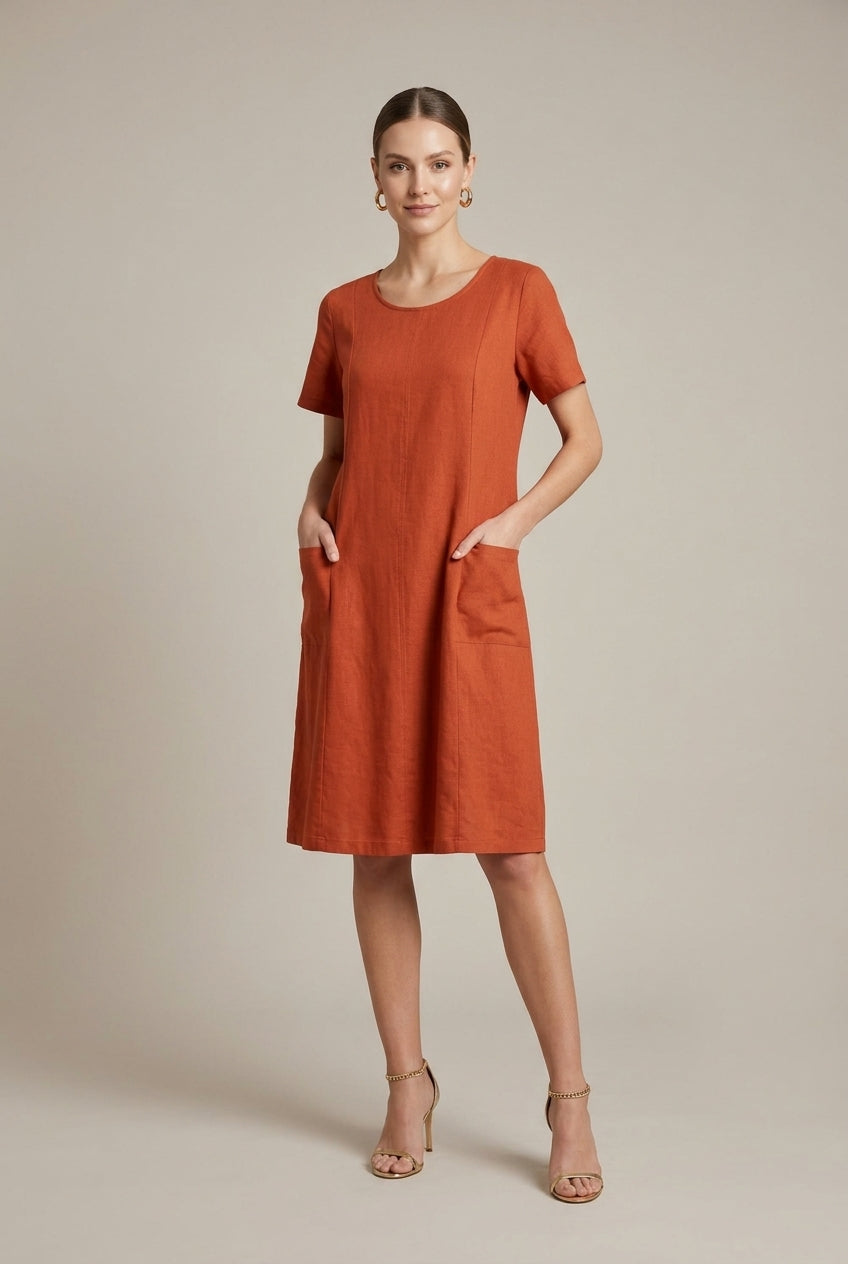 Women's Midi Dress Relaxed Fit V-Neck