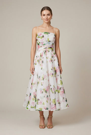 Women's Floral Spaghetti Strap Midi Dress
