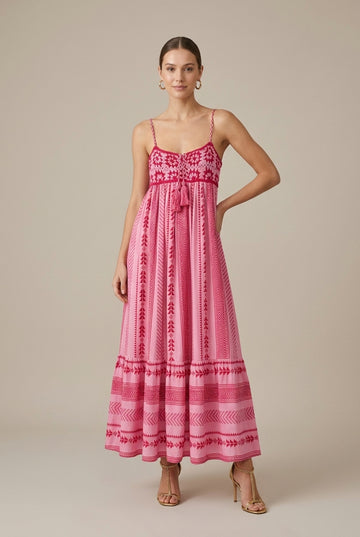 Women's Maxi Dress Spaghetti Strap Embroidered