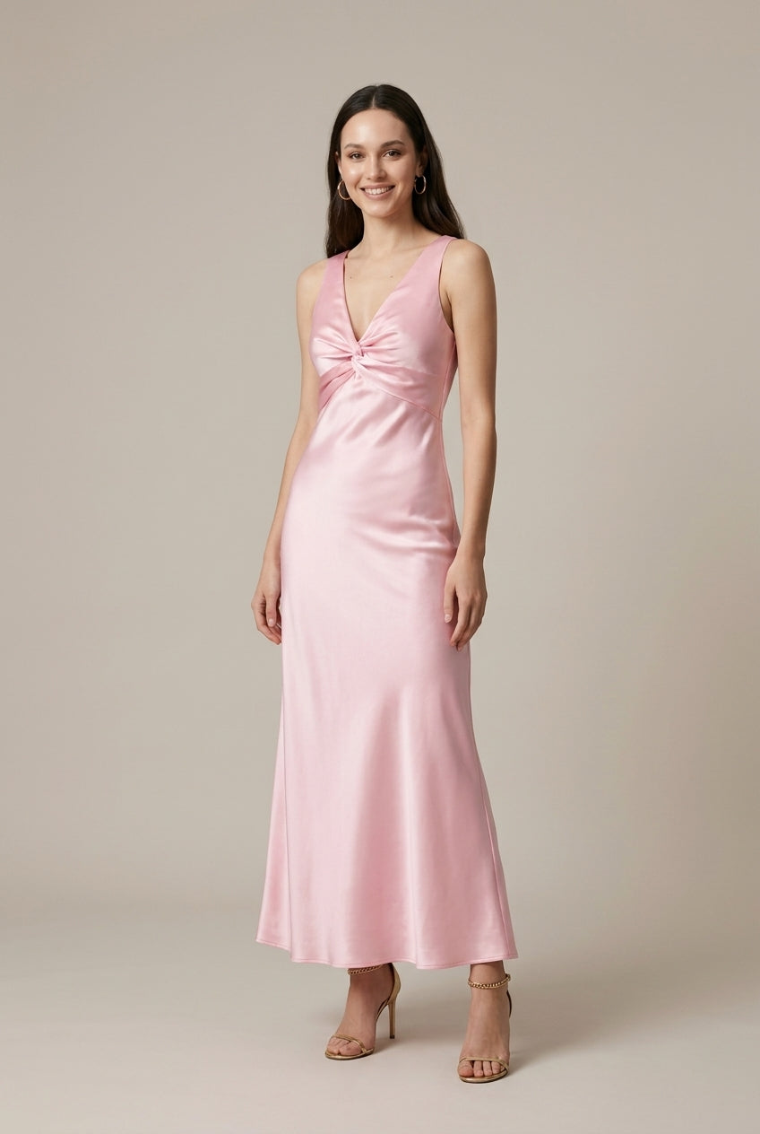 Women's Satin Maxi Dress Open Back