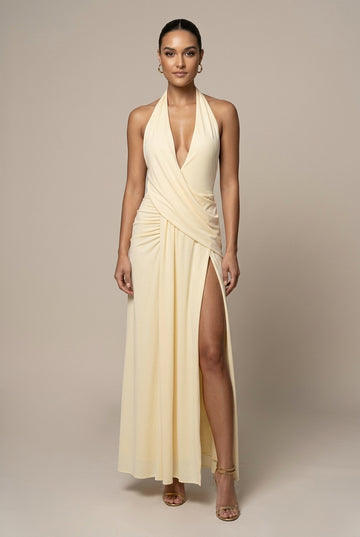 Women's Maxi Dress Halter Neck Thigh-High Slit