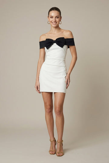Women's Mini Dress Off-Shoulder Bow Accent Bodycon