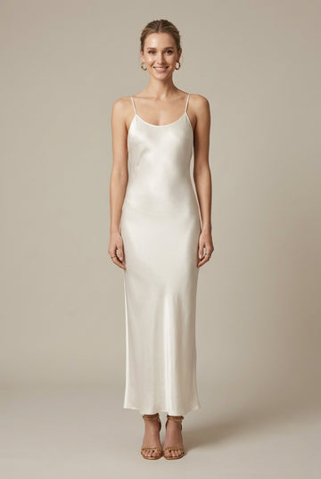 Women's Satin Maxi Dress Cowl Neck Spaghetti Strap