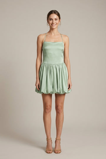 Women's Satin Mini Dress Cowl Neck - Open Cross Tie Back