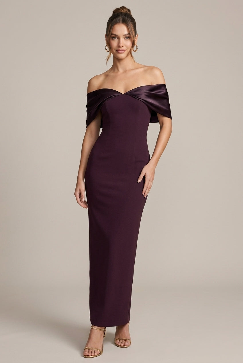 Women's Plum Off The Shoulder Party Maxi Dress