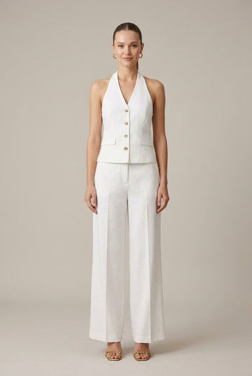 Women's Sleeveless V-Neck Vest Top - Wide Leg Pants Two Piece Set