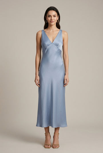 Women's Cross Back Cutout Satin Maxi Dress