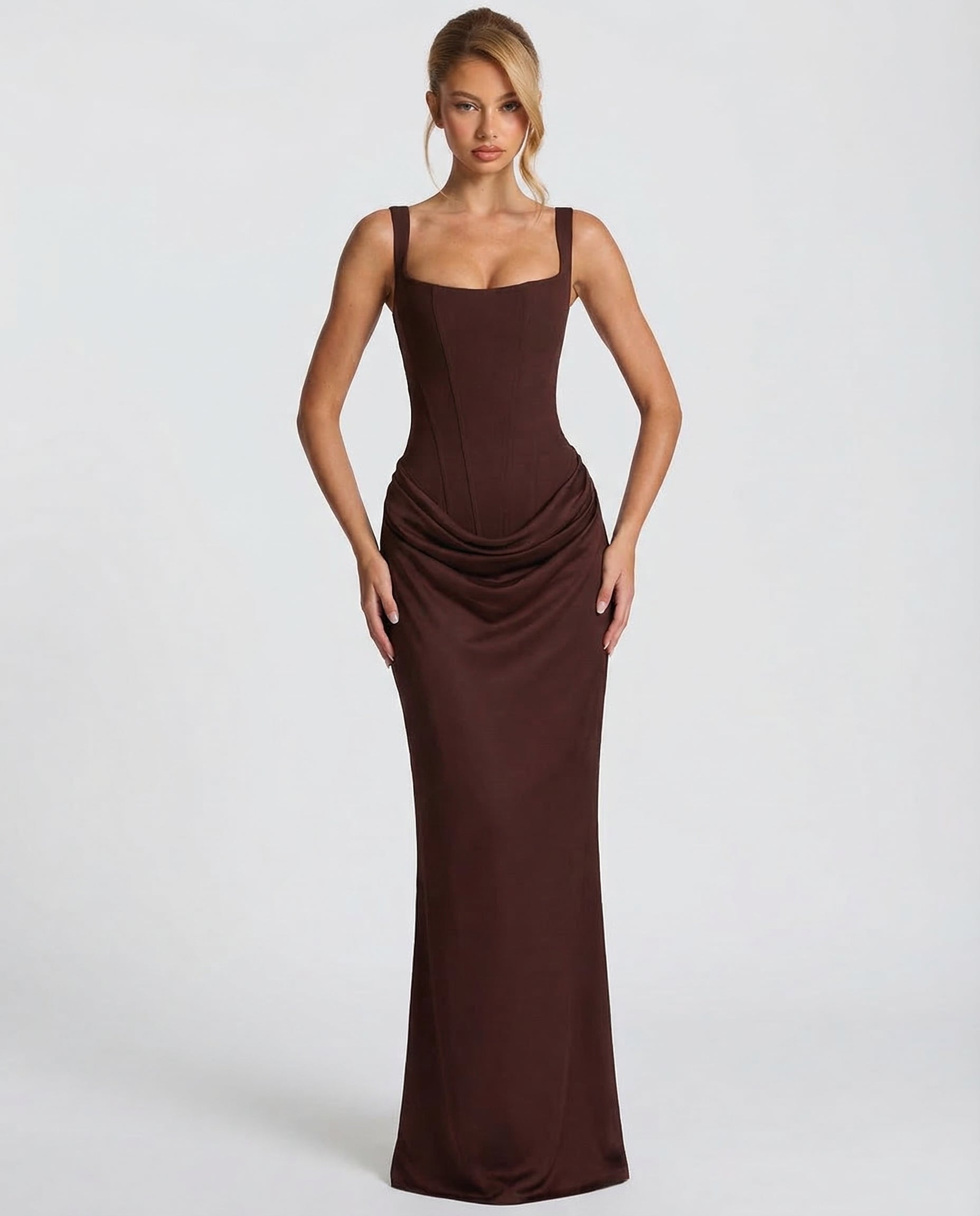 Women's Maxi Dress Bodycon Draped Waist