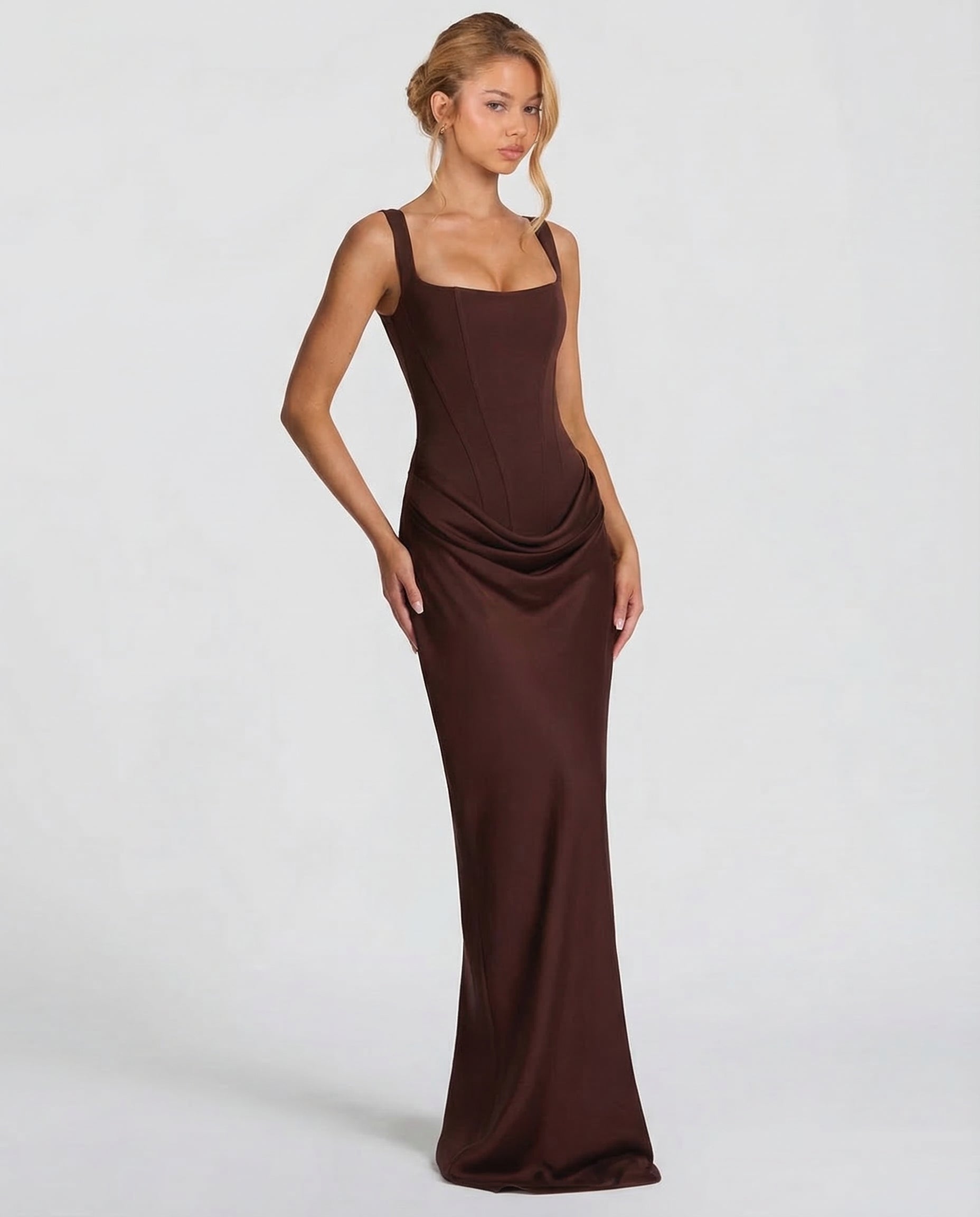 Women's Maxi Dress Bodycon Draped Waist