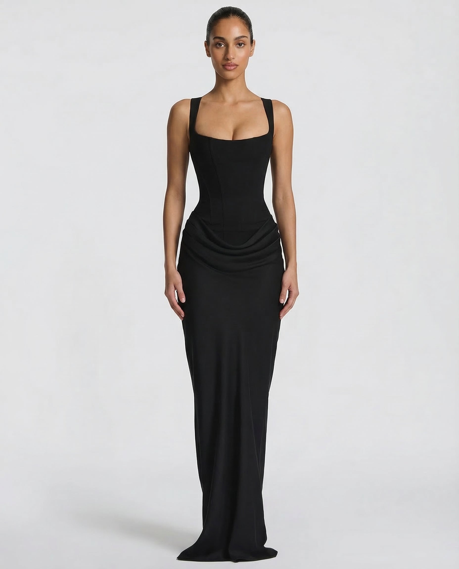 Women's Maxi Dress Bodycon Draped Waist