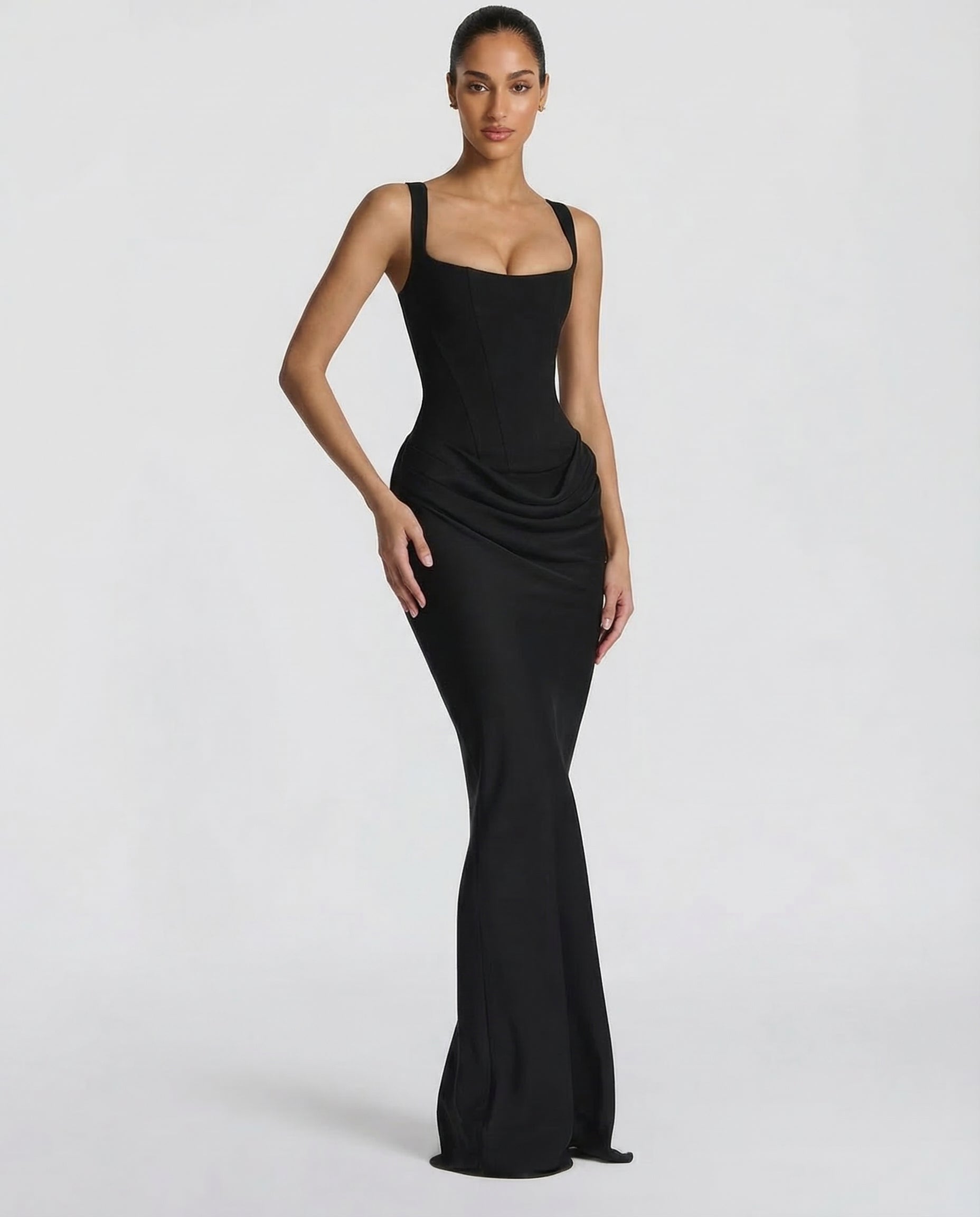 Women's Maxi Dress Bodycon Draped Waist