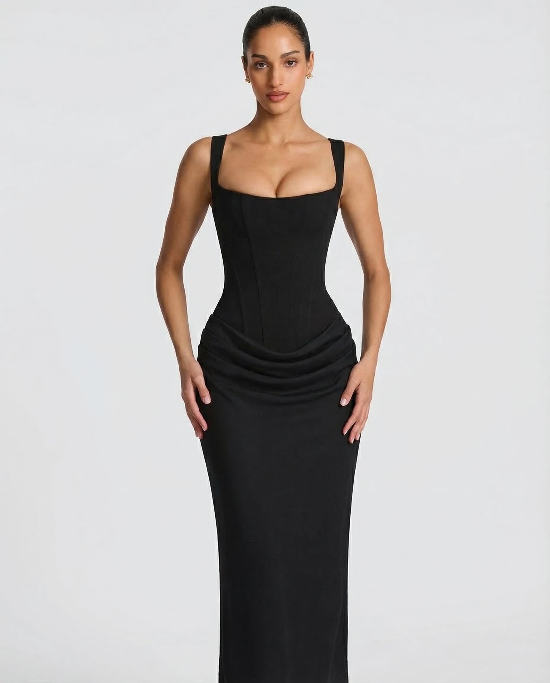 Women's Maxi Dress Bodycon Draped Waist