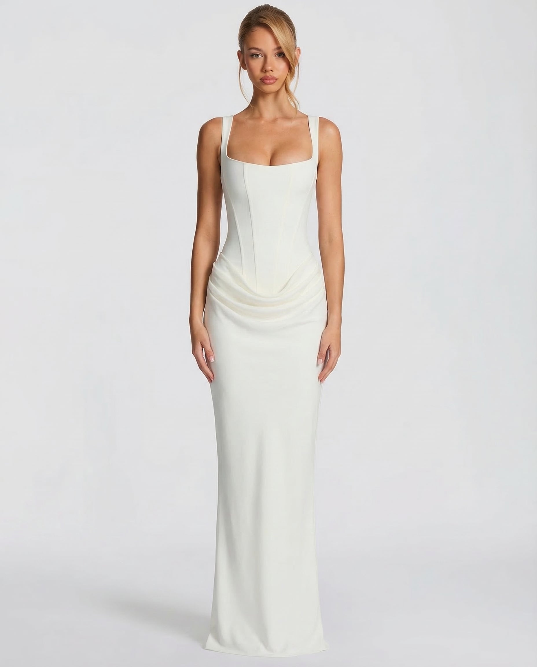 Women's Maxi Dress Bodycon Draped Waist