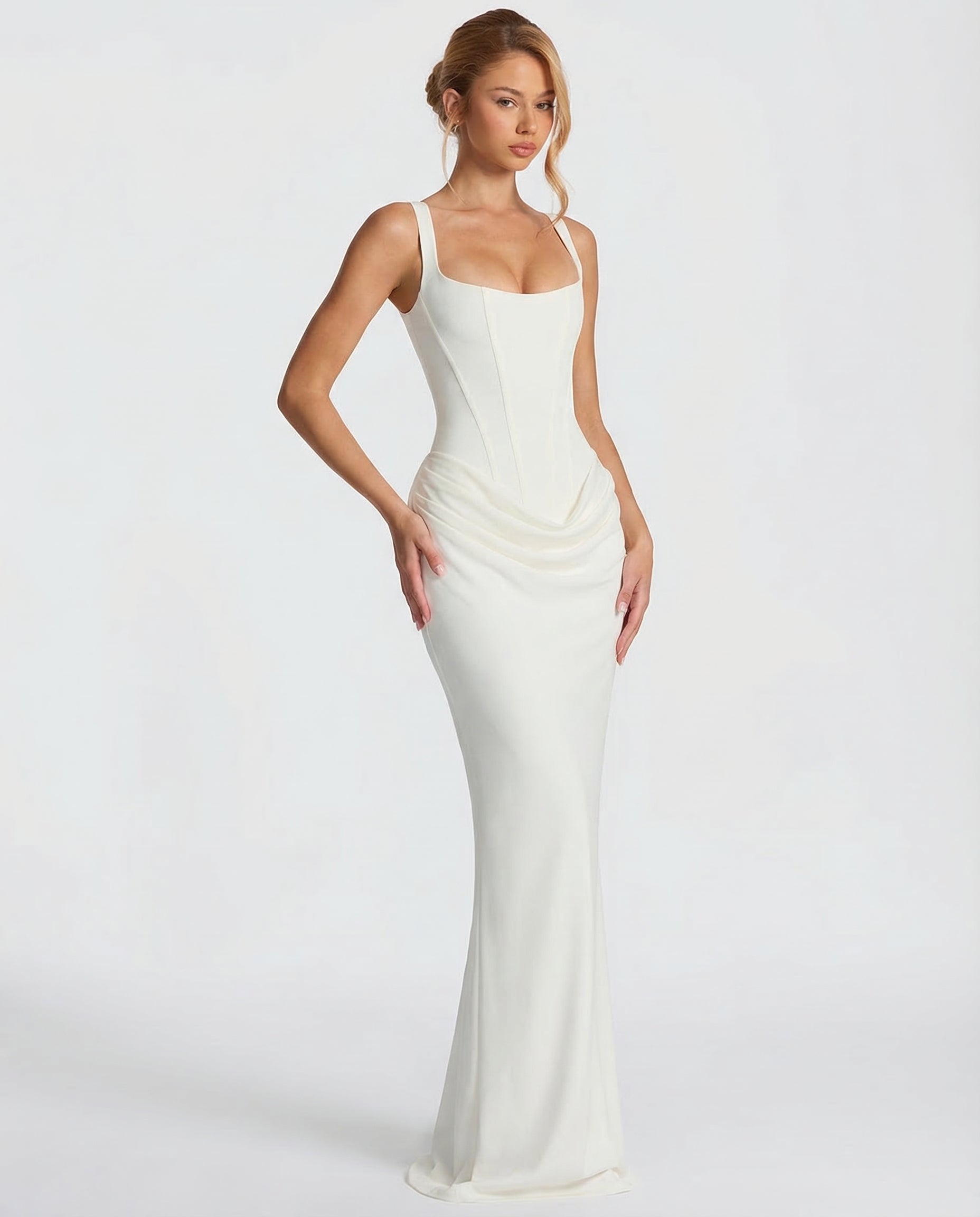 Women's Maxi Dress Bodycon Draped Waist