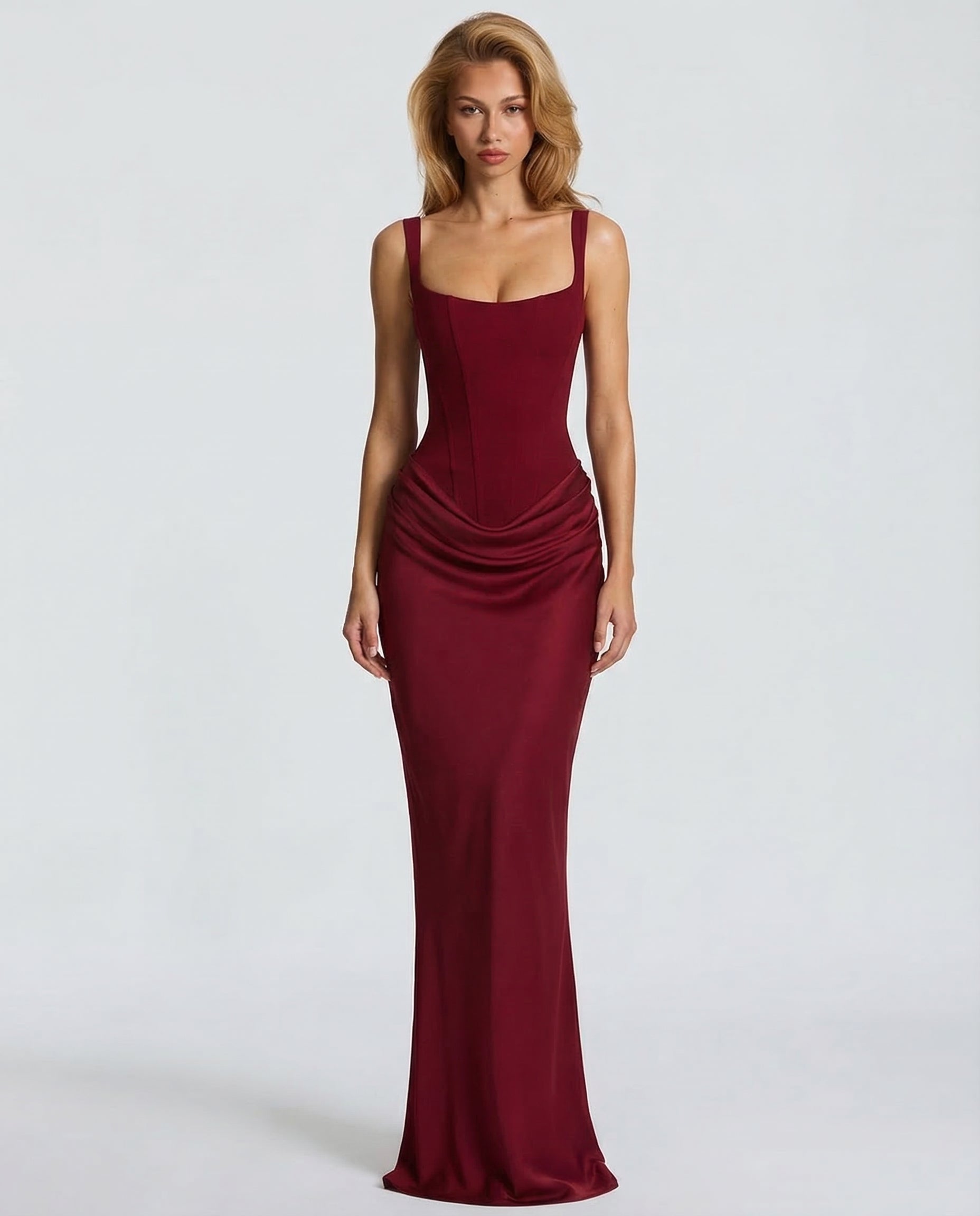 Women's Maxi Dress Bodycon Draped Waist