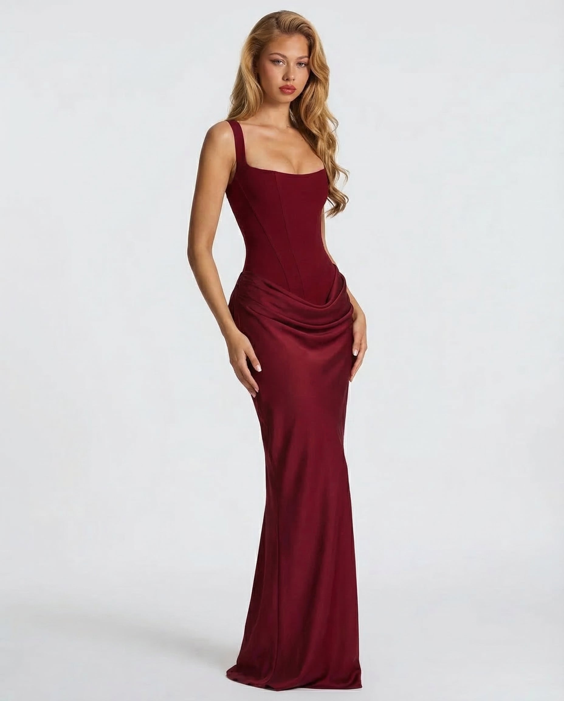 Women's Maxi Dress Bodycon Draped Waist