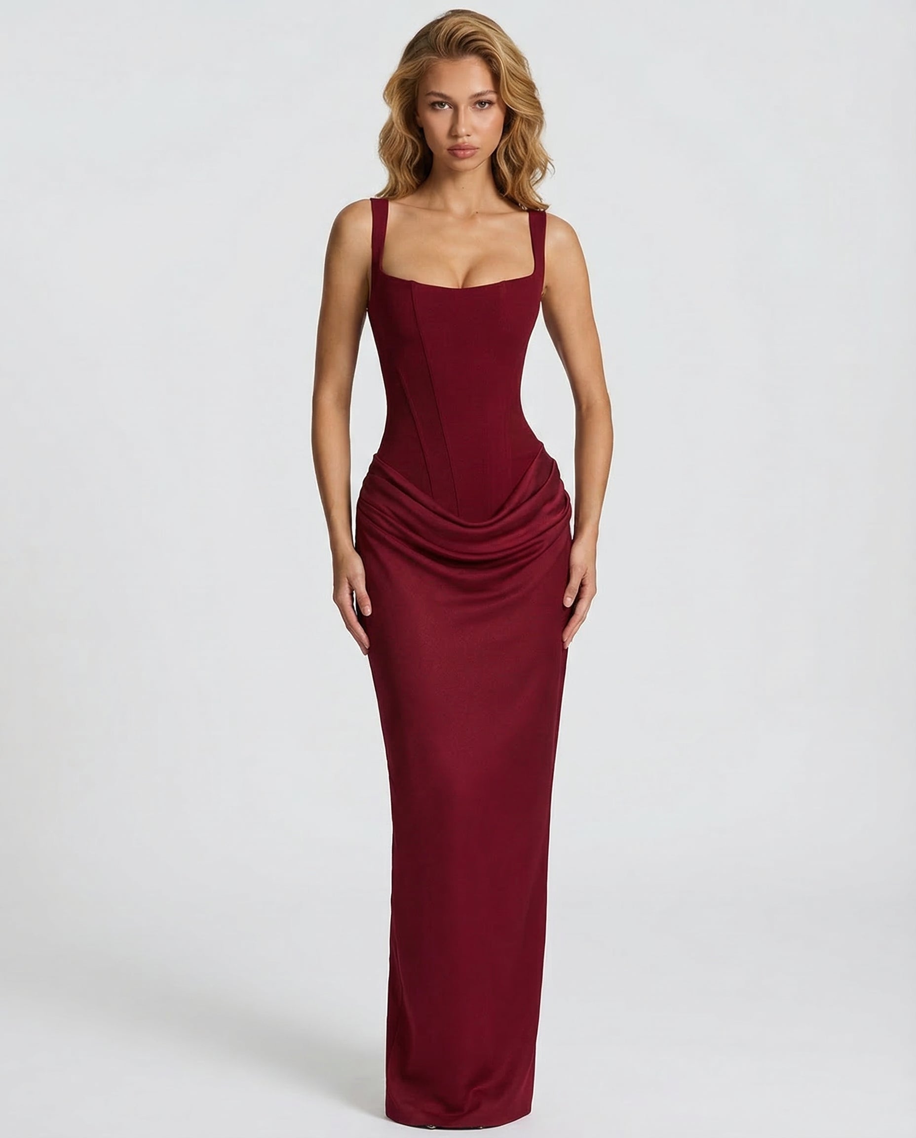 Women's Maxi Dress Bodycon Draped Waist