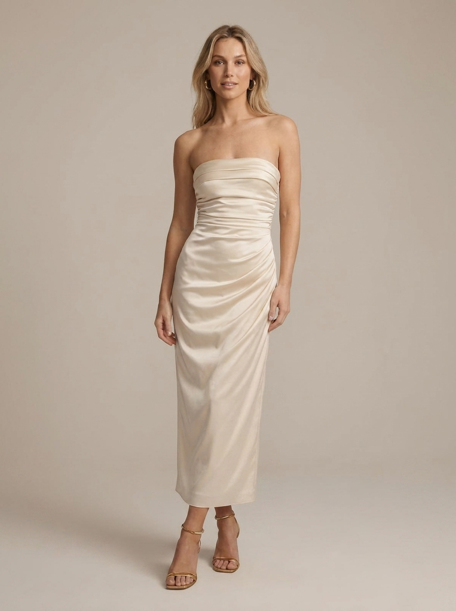Women's Satin Strapless Maxi Dress