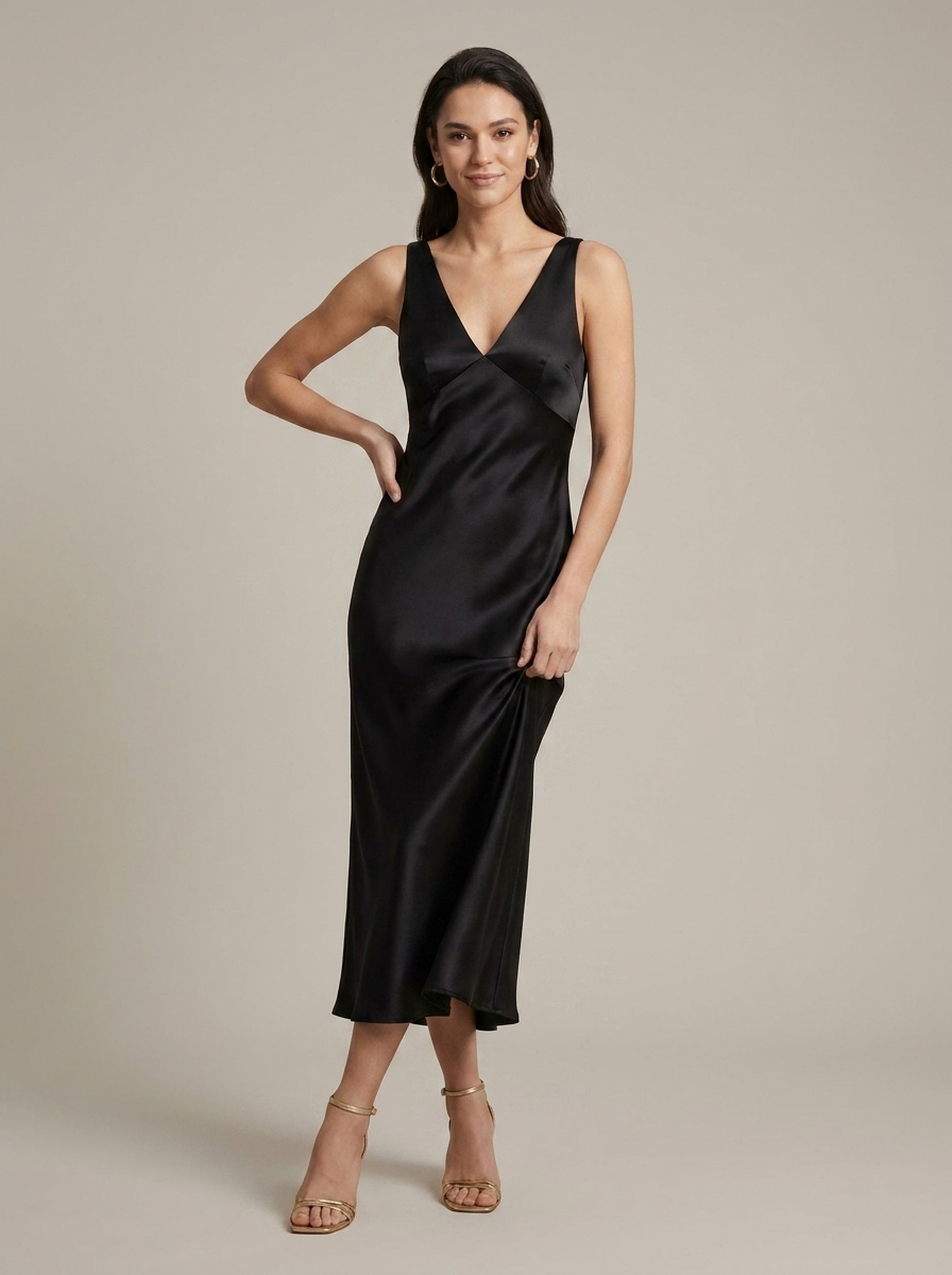 Women's Cross Back Cutout Satin Maxi Dress